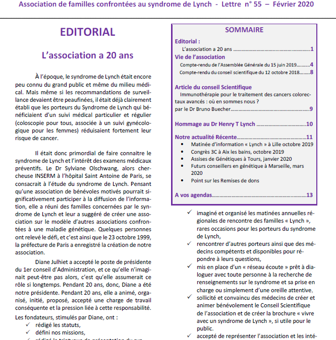 La Lettre 55 – Février 2020