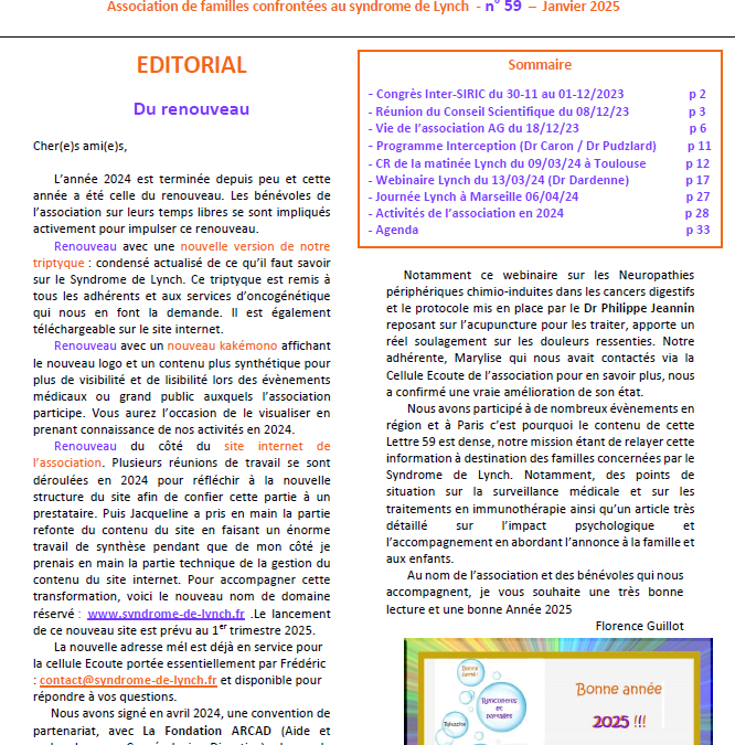 La Lettre 59 – Janvier 2025