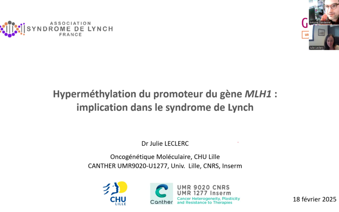 Hyperméthylation du promoteur du gène MLH1 : implication dans le syndrome de Lynch – Dr Julie LECLERC