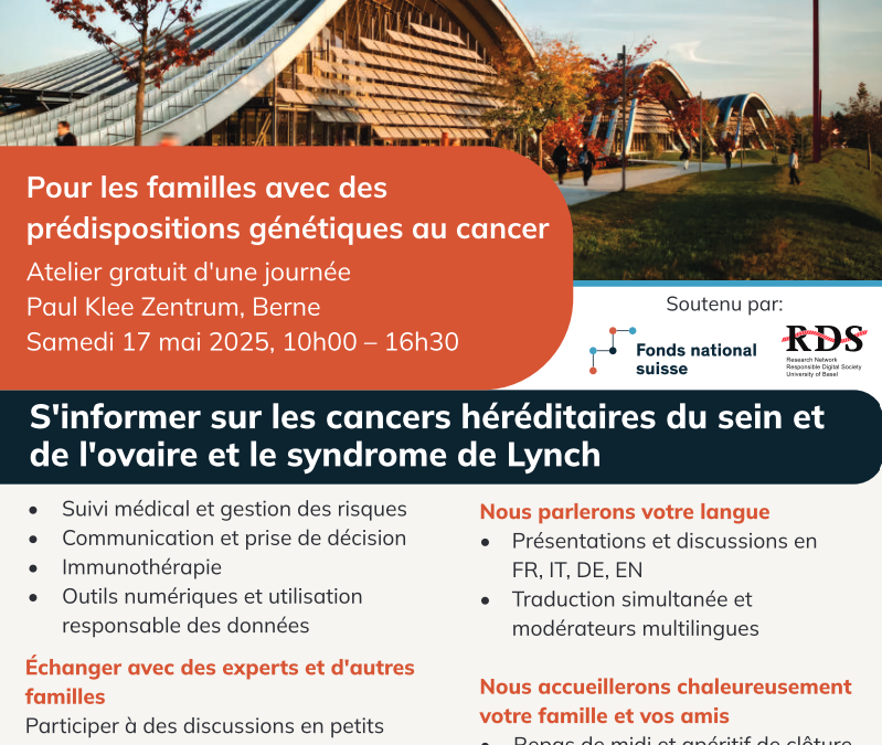 L&rsquo;Université de Bâle organise une journée pour les familles suisses concernées par le syndrome de Lynch le 17 mai 2025