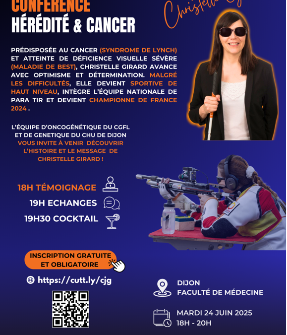 Conférence Hérédité et Cancer le 24 juin 2025, Faculté de Médecine de Dijon